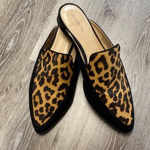 Leather calf hair mules